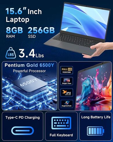 Laptop Computer 15.6 inch, 8GB RAM 256GB SSD Student Business Laptops in Kuwait