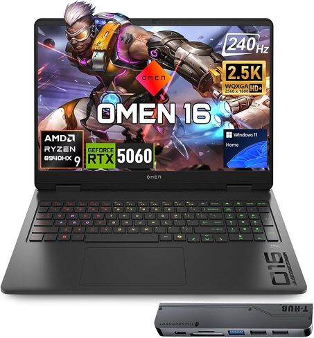HP Omen Ryzen 9 8940HX & 5060 16" 240Hz Gaming Laptop, 32GB DDR5 + 2TB SSD in Kuwait