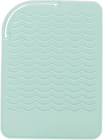 Heat Insulation Silicone Mat, Corrugated Pattern Anti Skid Flexible High Temperature Mat for Tableware, Curling Stick (Green) in Kuwait