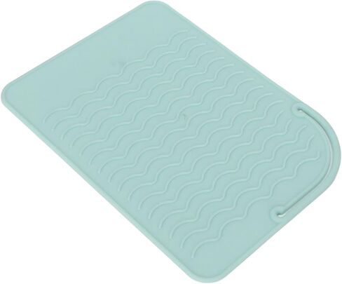 Heat Insulation Silicone Mat, Corrugated Pattern Anti Skid Flexible High Temperature Mat for Tableware, Curling Stick (Green) in Kuwait