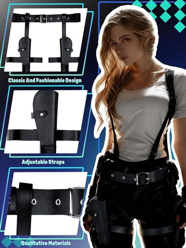 Maiteenly Black Thigh Holster for Women, Adjustable PU Leather Leg Gun in Kuwait