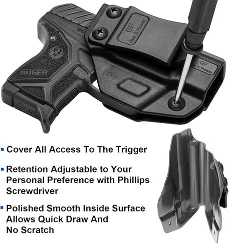 IWB Holster Compatible with Ruger LCP 2/LCP II, Polymer and Kydex Inside Waistband Holster for Concealed Carry LCP II | Adj. Cant & Retention | Fiber-Reinforced Polymer & Kydex Available in Kuwait