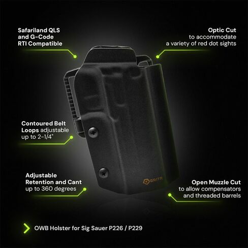 GRITR OWB Kydex Right Hand Gun Holster Fits Sig Sauer P226 in Kuwait