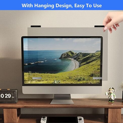Magnetic Privacy Screen Filter Hanging Computer Privacy Screen Protector, Removable Blue Light Filter Anti-Peeping Film for 24" Desktop Monitor in Kuwait