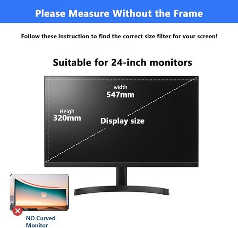 Magnetic Privacy Screen Filter Hanging Computer Privacy Screen Protector, Removable Blue Light Filter Anti-Peeping Film for 24" Desktop Monitor in Kuwait