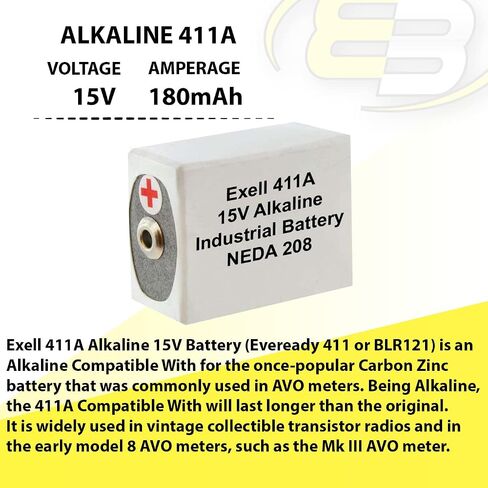 Exell 411A 15V Alkaline Battery Refs 208 NEDA 10F20 BLR121 M121 in Kuwait