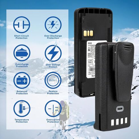 PMNN4476A PMNN4476 PMNN4080 CP185 Two-Way Radio Battery 7.4V 3000mAh Replacement for Motorola CP100D XIR C1200 CP1300 CP1600 PMNN4082 PMNN4404art Radios, 1-Pack with Belt Clip and Type-C Charge in Kuwait