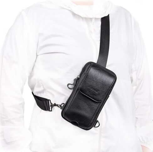 Small Crossbody Bag for Men Women - Genuine Leather Mini Sling Bag with Charging Port in Kuwait