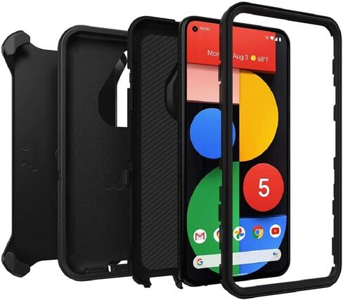 OtterBox Defender Series Case for Google Pixel 5 (Only) - Holster Clip Included - Microbial Defense Protection - Non-Retail Packaging - Black in Saudi Arabia