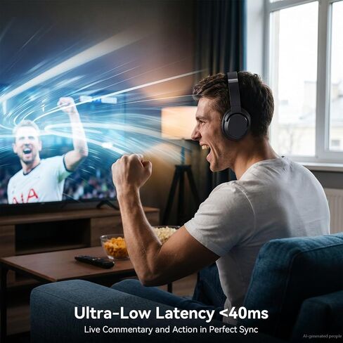 Wireless Headphones for TV, TV Headphones Wireless for Seniors, Bluetooth 5.2 Headphones fot TV with Transmitter Charging Dock, 65H Playtime, Low Latency, Easy Plug & Play for Elderly & Parents in Saudi Arabia