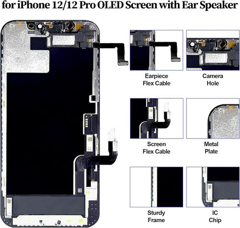 OLED for iPhone 12/12 Pro Screen Replacement with Ear Speaker in Kuwait