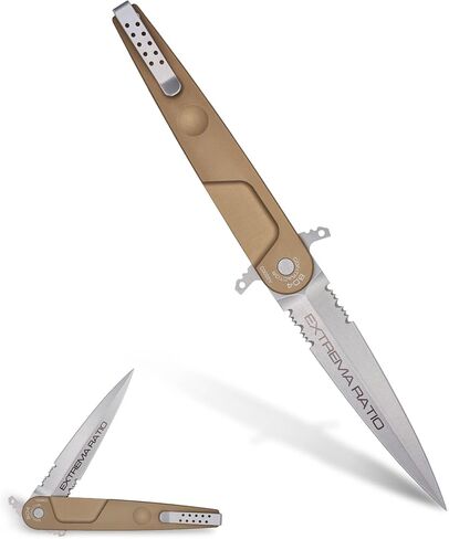 Extrema Ratio BD4 Contractor (Desert) Folding Knife, Bohler N690 Steel, 58 HRC, Premium EDC Utility, Made in Italy in Saudi Arabia