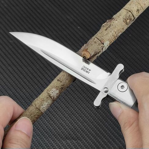 Finka-NKVD KGB Folding Pocket Knife, 3.66" 440C Stainless Steel Mirror-polished Blade, ABS With Back-lock Handle, EDC Outdoor Camping Hiking Knife (With Nylon Sheath) in Kuwait