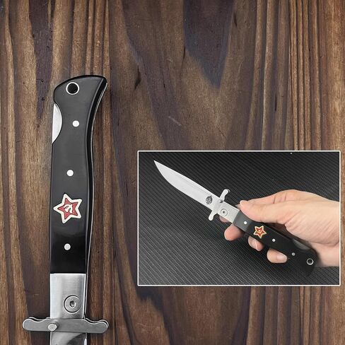 Finka-NKVD KGB Folding Pocket Knife, 3.66" 440C Stainless Steel Mirror-polished Blade, ABS With Back-lock Handle, EDC Outdoor Camping Hiking Knife (With Nylon Sheath) in Kuwait