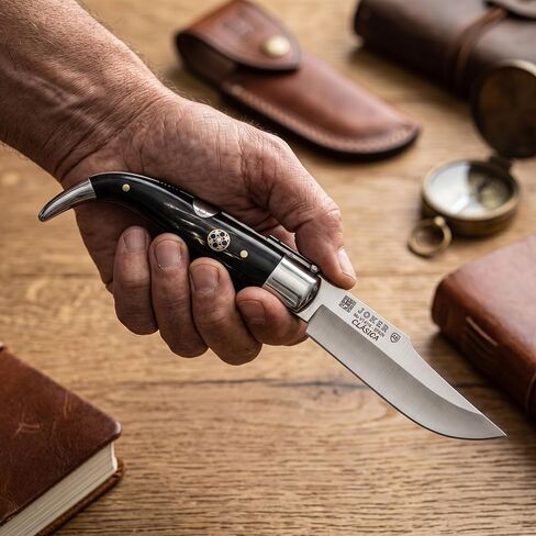 Joker Pocket knife Classic NF109 with buffalo handle and embedded mosaic blade 3,1 in. MOVA, contains case, fishing, hunting, camping and trekking tool in Kuwait