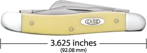 Case XX WR Pocket Knife Medium Stockman, Yellow Synthetic Handle, Carbon Steel Blades, Length Closed: 3 5/8 Inches W/Sharpening Stone in Kuwait