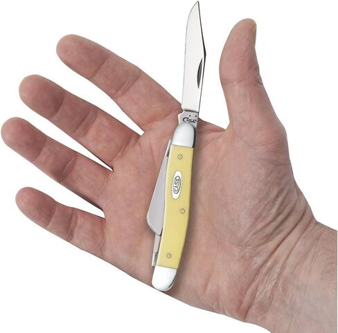 Case XX WR Pocket Knife Medium Stockman, Yellow Synthetic Handle, Carbon Steel Blades, Length Closed: 3 5/8 Inches W/Sharpening Stone in Kuwait