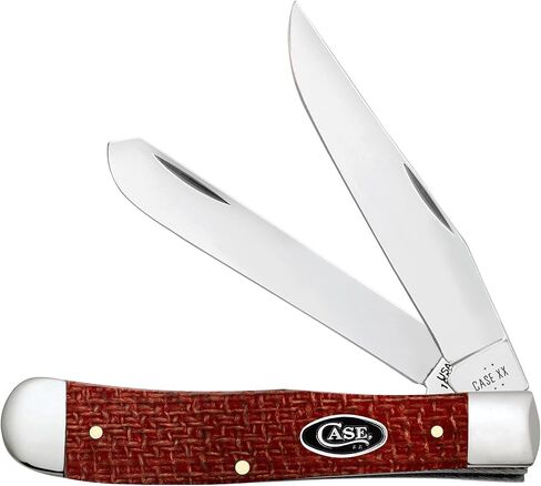 Case XX Pocket Knife TRAPPER - DARK RED BURLAP MICARTA Item #12270-10254 CS - Length Closed: 4 1/8Inches in Kuwait