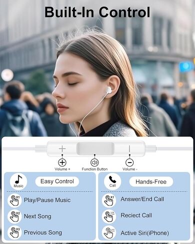 USB C Headphones for iPhone 17 16 15 Pro Max Plus iPad, USB-C in-Ear Buds in Kuwait