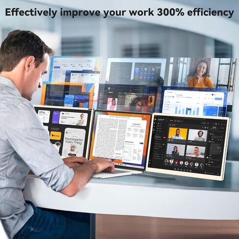 Laptop Screen Extender,15.6" Portable Monitor, FHD 1080P Ultra-Slim Travel Monitor with Speakers, Triple Display Extension, Compatible with 13-17.3" Laptops in Kuwait
