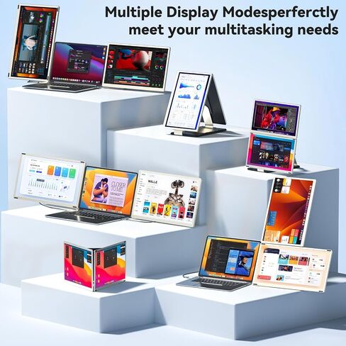 Laptop Screen Extender,15.6" Portable Monitor, FHD 1080P Ultra-Slim Travel Monitor with Speakers, Triple Display Extension, Compatible with 13-17.3" Laptops in Kuwait