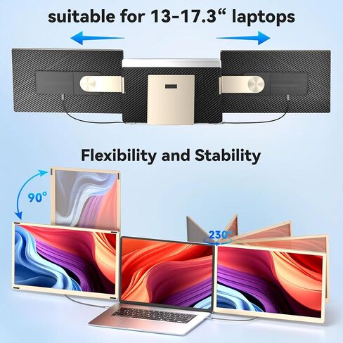 Laptop Screen Extender,15.6" Portable Monitor, FHD 1080P Ultra-Slim Travel Monitor with Speakers, Triple Display Extension, Compatible with 13-17.3" Laptops in Kuwait