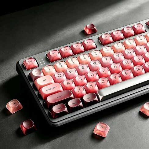 SEUNKWANG EWEADN Foundation PBT Keycaps, Jelly MOA Profile Keycap, 132 Keys Cute Custom Keycaps for Mechanical Keyboard with Cherry/Gateron MX Switches-Pink in Saudi Arabia