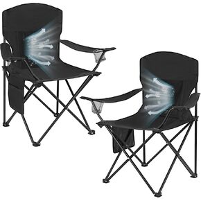 2 Pack Camping Chairs with Fan, Lightweight Camp Chair 300LBS Portable Foldable Chairs for Adults & Teens, Compact with Carry Bag for Camping, Beach, Picnics, Outdoor in Kuwait