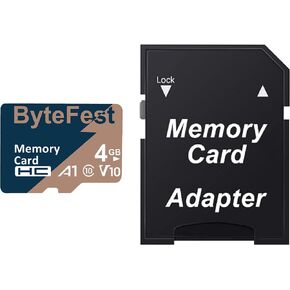 TF Card 4GB with Adapter，Class 10 UHS-I U1 A1 C10 V10 High Speed，FHD Video, Flash Memory Card for Camera/Monitor/Gaming Console/Drone/Dash Cam/Android Phone/Tablet in Saudi Arabia