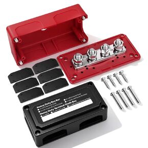 300A Bus Bar 12V Power Distribution Block with 3/8" Studs,Marine Battery Bus Bar Terminal Block Positive & Negative for Automotive Car Boat Solar System (300A 4 x 3/8" Studs) in Kuwait