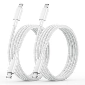 USB C to Lightning Cable 3FT [Apple MFi Certified] iPhone Fast Charging Cord,Nylon Braided iPhone Fast Charger Type C to Lightning Cable for iPhone 14 13 12 11 Pro Max XR XS X 8 7 6s Plus SE (2Pack) in Kuwait
