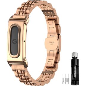 Metal Band Compatible with Google Fitbit Air Smartwatch 316L Stainless Steel Protective Frame Case Replacement Watch Wrist Strap Bracelet Accessory in Kuwait
