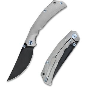 Reaver Titanium Pocket Knife, 3.82'' S90V Blade Titanium Handle Frame Lock Folding Pocket Knives, EDC Knife Gift for Men Women Outdoor Camping, Hiking, Fishing (Bead Blast & Blue) in Saudi Arabia