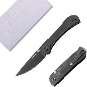 REALSTEEL SYLPH Folding Pocket Knife, Liner Lock, 3.07" Nitro-V Steel Black PVD Blade, Thumb Stud, Double Bending Steel Handle, 3.35oz, Deep-carry Pocket Clip, EDC Outdoor Indoor, Gifts for Men Women Camping Hiking Climbing (Gold Black) in Saudi Arabia