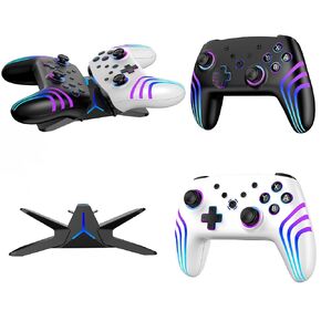 VidPPluing 2 Pack Switch Controllers with Charging Dock, RGB Switch 2 Controller for Nintendo Switch 1/2/Lite/OLED, Wireless Pro Controller with Motion Sensor/Vibration/Turbo/Wakeup Function in Kuwait
