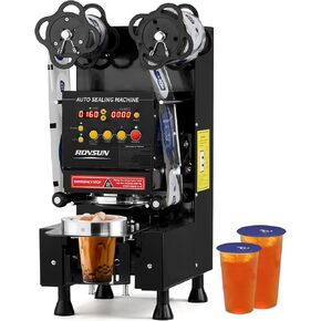 ROVSUN Cup Sealing Machine Full Automatic, Electric Cup Sealer 500-600 Cups/H, Bubble Tea Machine with LCD Intelligent Display, 88/89/90/95 mm Cup for Bubble Milk Tea Coffee, Silver in Kuwait
