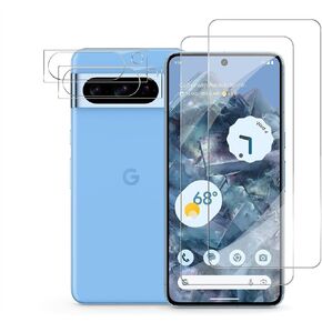 Pixel 8 Pro Tempered Glass Screen Protector + Camera Lens Protector [ 2 + 2 Pack ][Fingerprint Unlock] [Anti-Scratch] [Case Friendly] Clear HD Protective Film for Google Pixel 8 Pro 5G in Kuwait