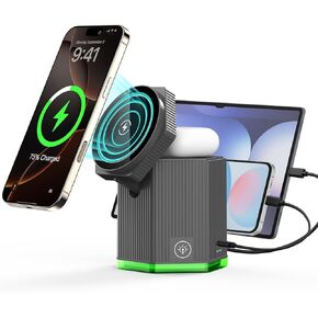 QFUP 5 in 1 Charging Station for Apple iPhone MagSafe Charger, Fast Wireless Charger Stand (1*USB and 2*Type-C) for iPhone 16,15,14,13,12 Series, Apple Watch, AirPods in Kuwait