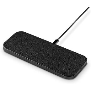 Courant Catch:2 Classics - Italian Leather Dual Wireless Charging Pad - Compatible with iPhone 11, X, SE, Galaxy S23, S22, S21, S20, Note, AirPods, AirPods Pro (Black) in Saudi Arabia