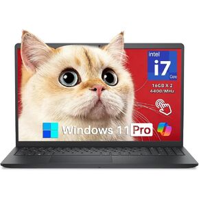 Dell DC15250 15.6" Touchscreen Laptop 2026, Intel i7-10 Cores (Up to 5.00 GHz), 32 GB DDR5 RAM 1TB SSD, FHD LED 220 Nits Anti-Glare, Black, Ai Copilot Key, Wi-Fi6, Webcam, Windows 11 Pro in Kuwait