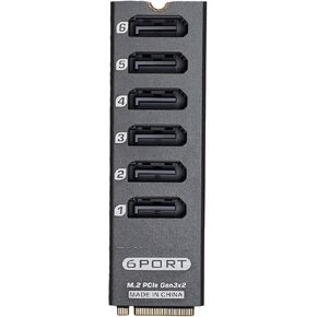 POCREATION Expansion Card 6 Port, PCIe 3.0 x2 16Gbps ASM1166 in Kuwait