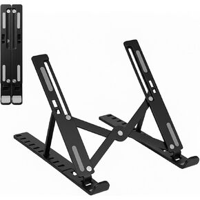 Laptop Stand for Desk, Adjustable 10-Angle Foldable Laptop Riser, Portable Black Plastic Tablet Holder, Ventilated Notebook Stand Compatible with All Laptops up to 17 Inch in Kuwait