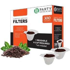 Party Bargains 300 Disposable Paper Coffee Filters – White Compact Design for Keurig Brewers and Compatible with K-Cup Pods 1.0 & 2.0 Models, single use coffee filters in Saudi Arabia
