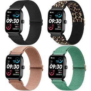 4 Pack Stretchy Watch Bands Compatible with Woneligo/Fitpolo Smart Watch IDW13, 22mm Loop Nylon Elastic Fabric Strap for FITVII H56/ENOMIR ID208BT/TOOBUR IDW16/MILOUZ IDW19 Watch Women Men in Kuwait