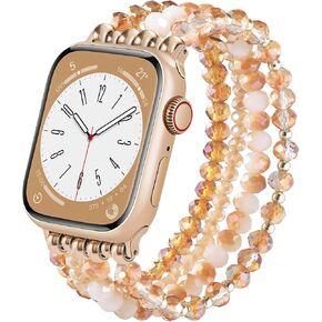 سوار Koreda مطرز متوافق مع Apple Watch Band 38mm 40mm 41mm 42mm 44mm 45mm 46mm Series 10 9 8 7 SE 6 5 4 Women ، Fashion Cute Handmade Leatcy Beads Strap in Kuwait