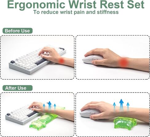 Gel Keyboard and Mouse Wrist Rest Set – Green Clear Cat Wrist Rest in Kuwait