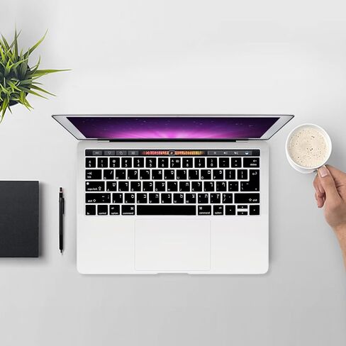 Silicone Hebrew Keyboard Cover EU and US Layout for MacBook Pro 13 Inch and 15 Inch with Touch Bar (A1989/A1706/A2159,A1990/A1707) 2019 2018 2016 2017,Keyboard Skin Protector in Saudi Arabia