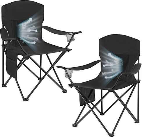 2 Pack Camping Chairs with Fan, Lightweight Camp Chair 300LBS Portable Foldable Chairs for Adults & Teens, Compact with Carry Bag for Camping, Beach, Picnics, Outdoor in Kuwait