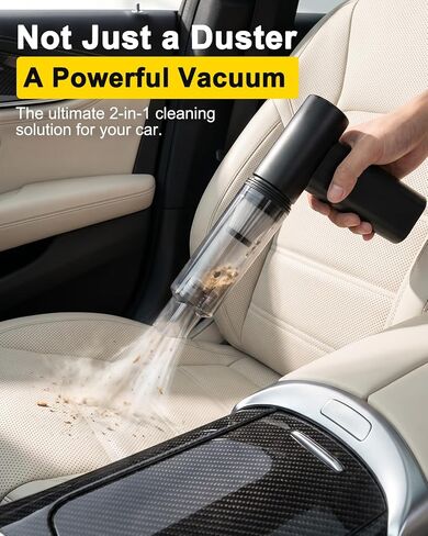 2-in-1 Compressed Air Duster & Car Vacuum Cordless Rechargeable - 160000RPM Electric Air Duster, Aluminum Mini Vacuum Keyboard Cleaner for PC, Computer, House, Outdoor & Car Detailing Supplies in Kuwait