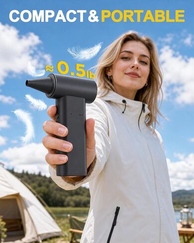 2-in-1 Compressed Air Duster & Car Vacuum Cordless Rechargeable - 160000RPM Electric Air Duster, Aluminum Mini Vacuum Keyboard Cleaner for PC, Computer, House, Outdoor & Car Detailing Supplies in Kuwait